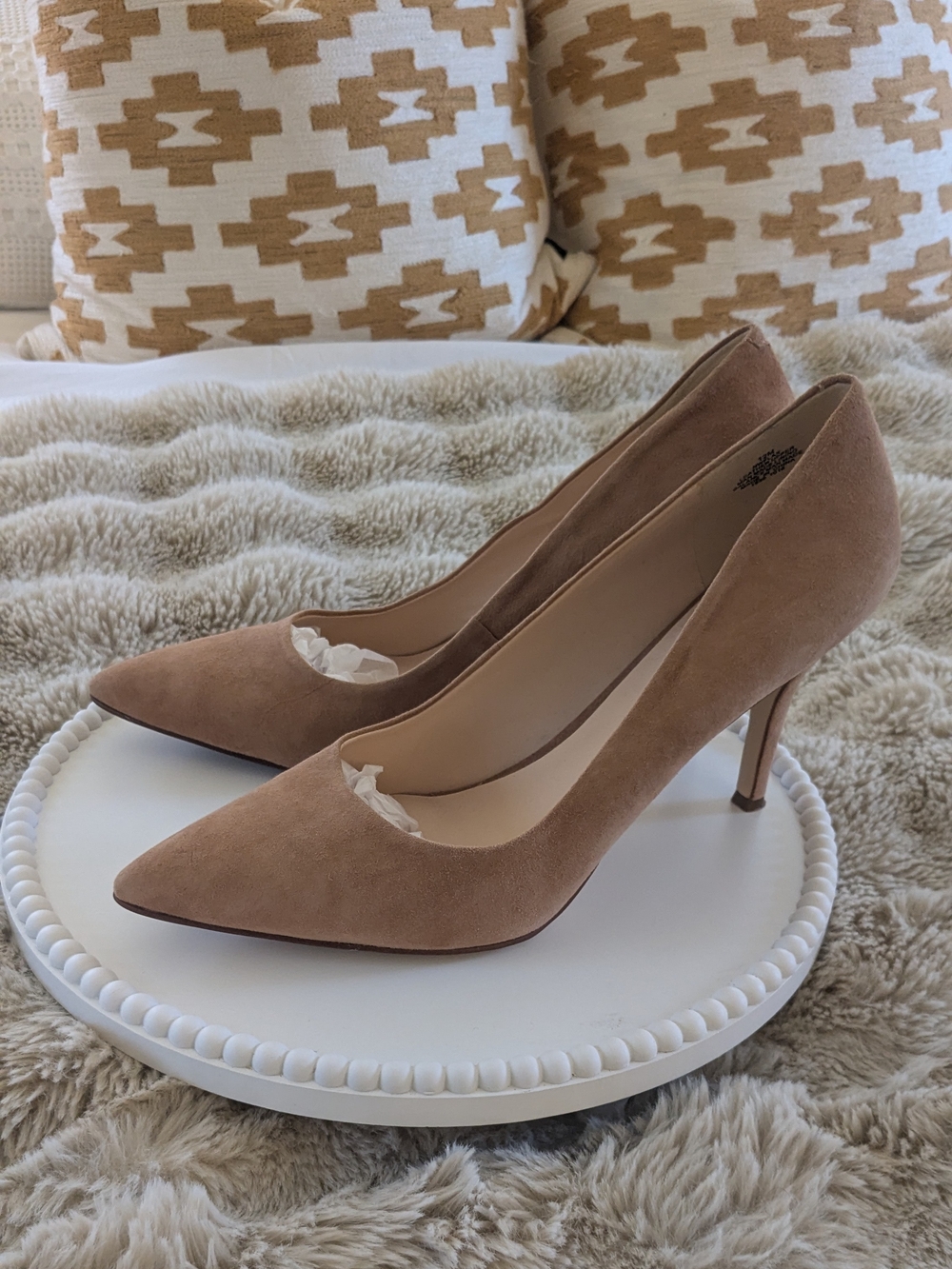 Nine West Women's Tan Suede Leather High Heels Pumps